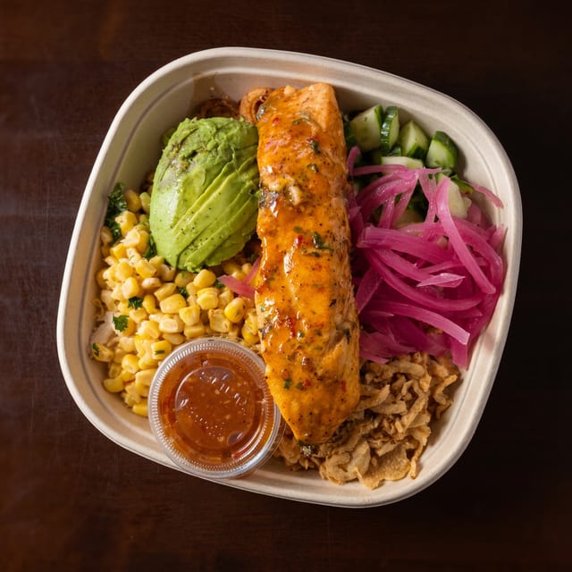 Sweet Chili Glazed Salmon Bowl.